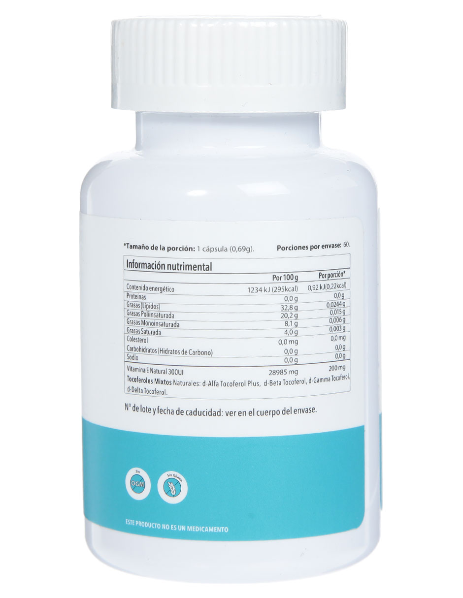 Vitamina E Natural 300UI (complejo de tocoferoles) cápsulas 3