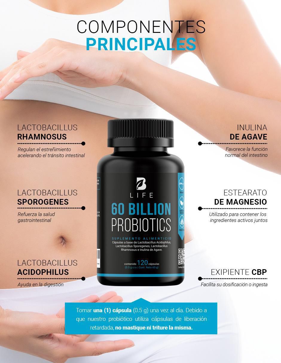 Suplemento Alimenticio Probióticos y Prebióticos 60 Billion 3