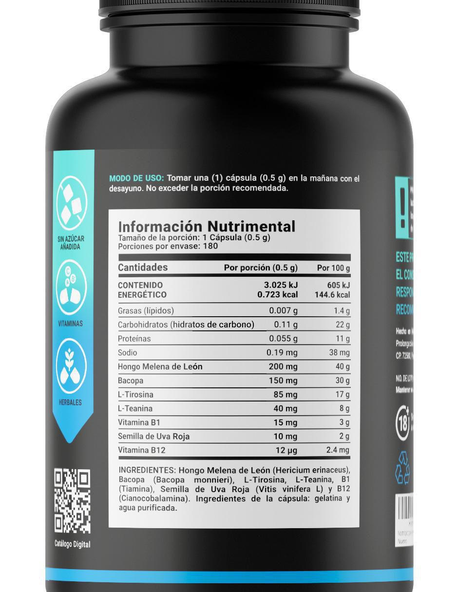 Suplemento Alimenticio Nootrópico de Concentración claridad Mental 4