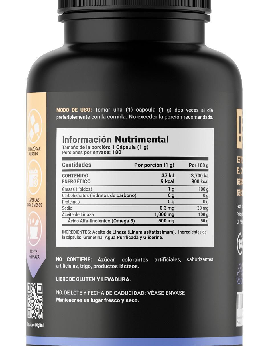 Suplemento Alimenticio Omega 3 aceite de Linaza 4
