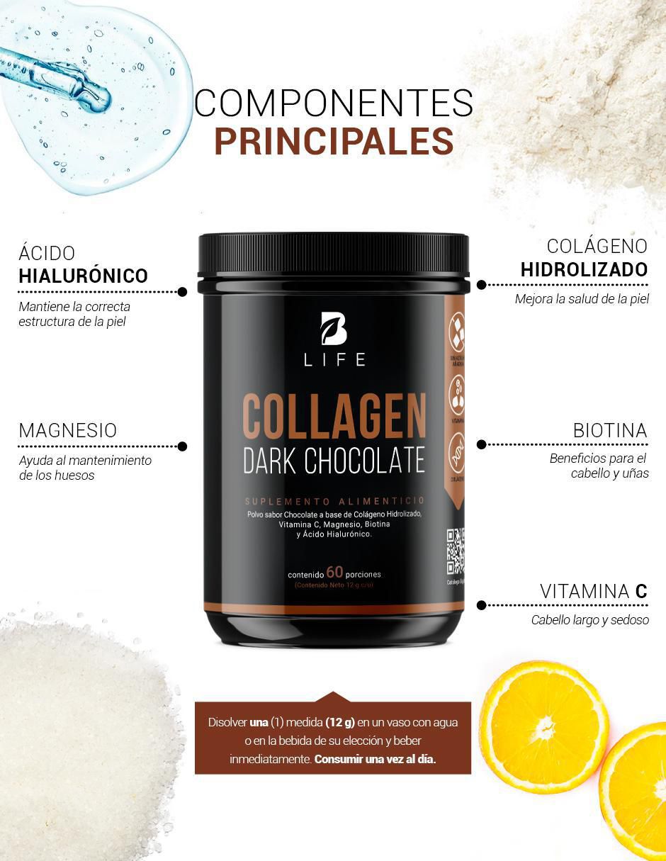Suplemento Alimenticio Colageno Hidrolizado Chocolate con Biotina B 3