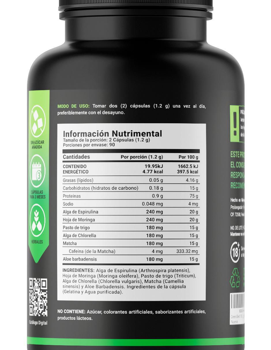 Suplemento Alimenticio Greens Blend Espirulina Moringa 4