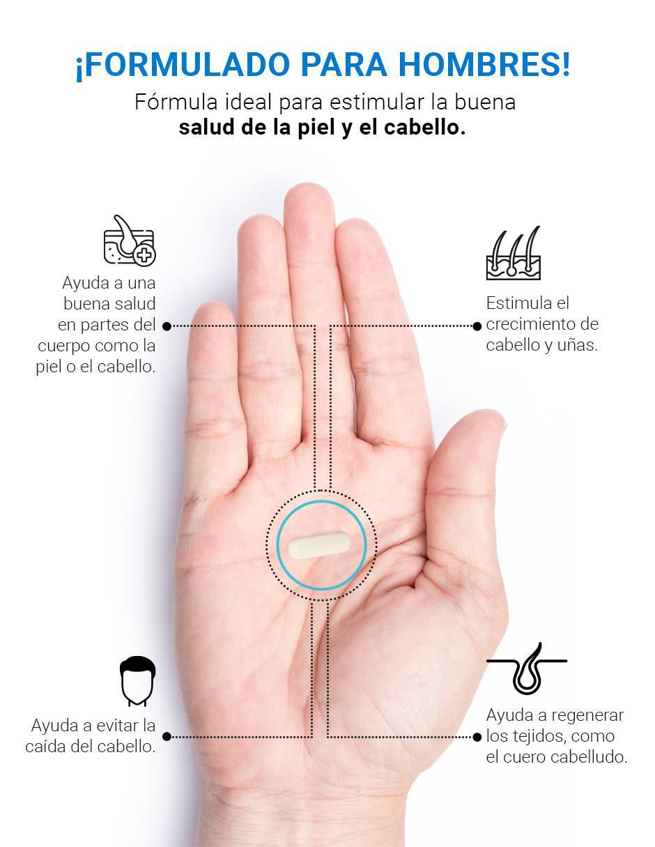 Suplemento Alimenticio Vitaminas Cabello y Barba para Hombre 2