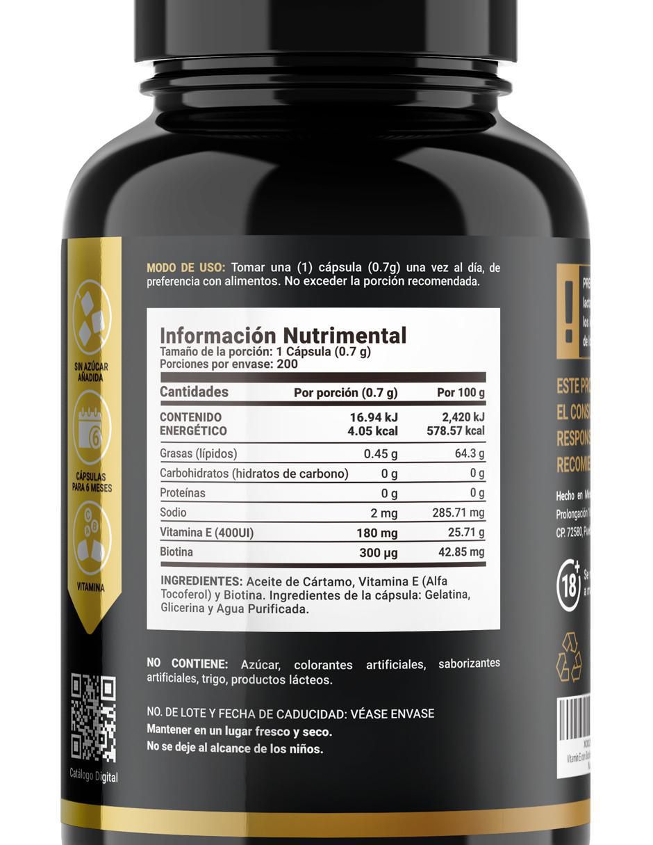 Suplemento Alimenticio Vitamina E más Biotin 4