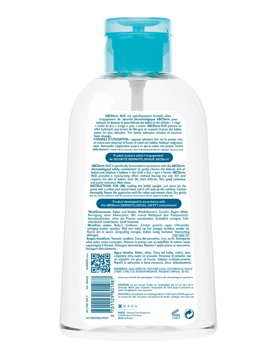 Limpiador rostro y cuerpo Abcderm h2o 1l Abcderm para purificar 2