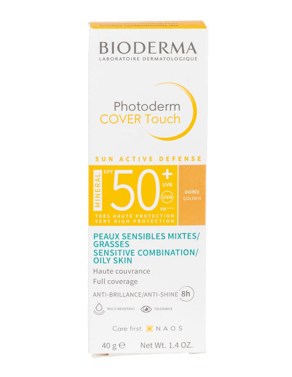 Protector solar FPS 50 photoderm cover touch tono dorado defense 40 g 2
