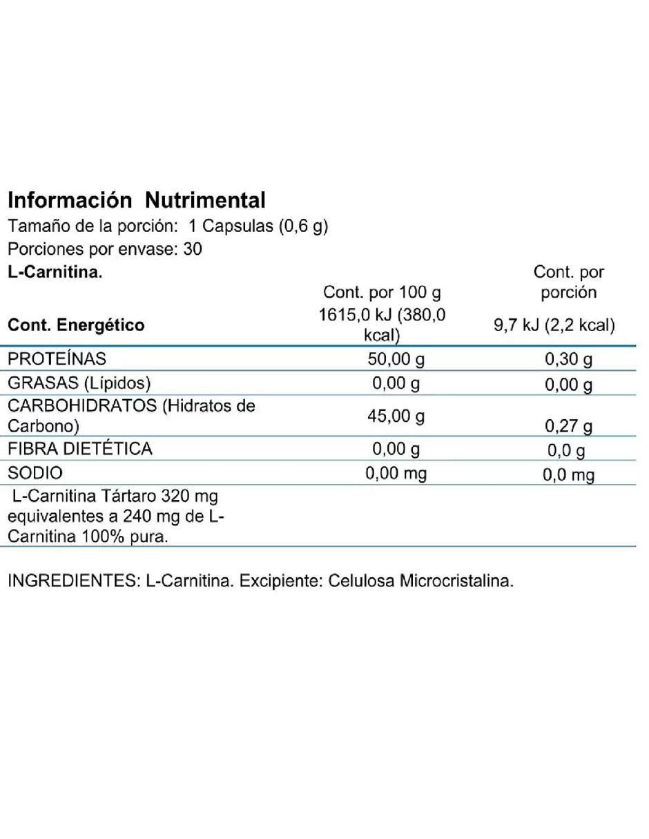 Suplemento alimenticio Coliber Natura L-Carnitina 30 cápsulas |  