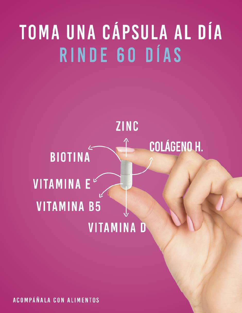 Colágeno con vitaminas y minerales suplemento alimenticio cápsulas para mujer 2