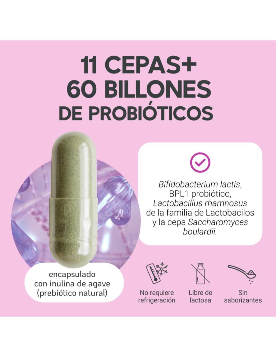 11 Cepas con inulina de agave, lactobacillus acidophilus de 60 cápsulas 4