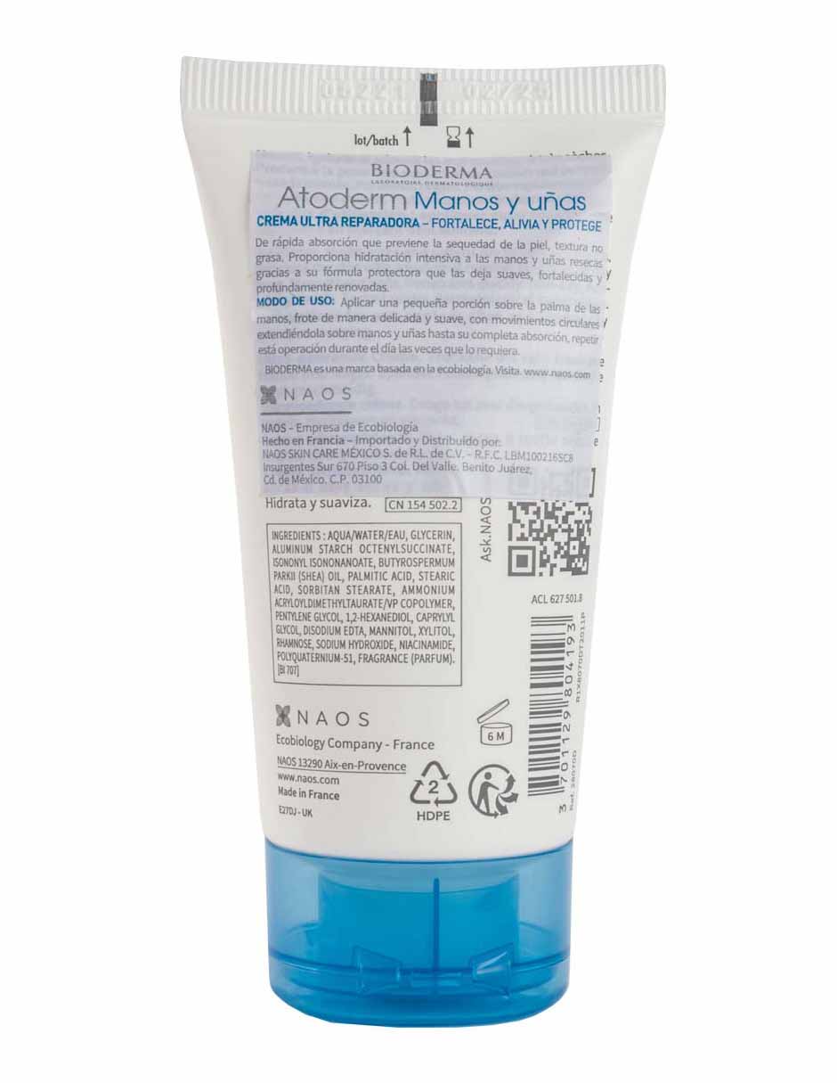 Crema para manos recomendada para hidratar de día y noche Atoderm para todo tipo piel 2