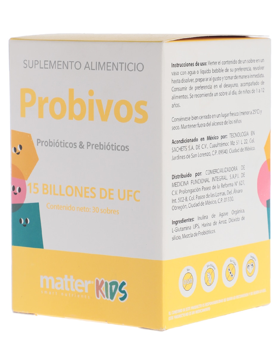 Suplemento alimenticio con probióticos y prebióticos sabor natural de 30 sobres 3