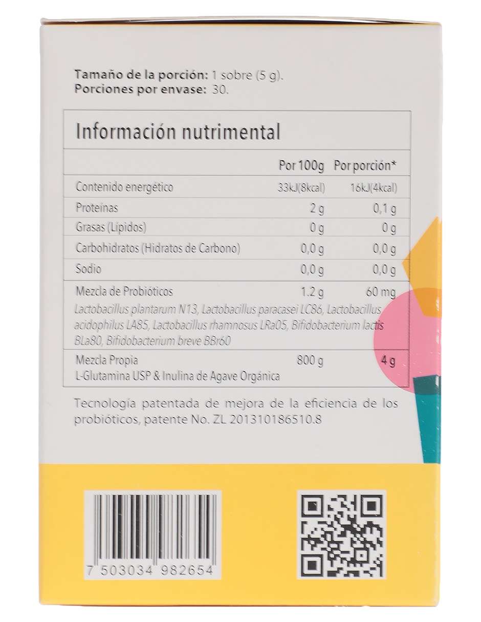 Suplemento alimenticio con probióticos y prebióticos sabor natural de 30 sobres 4