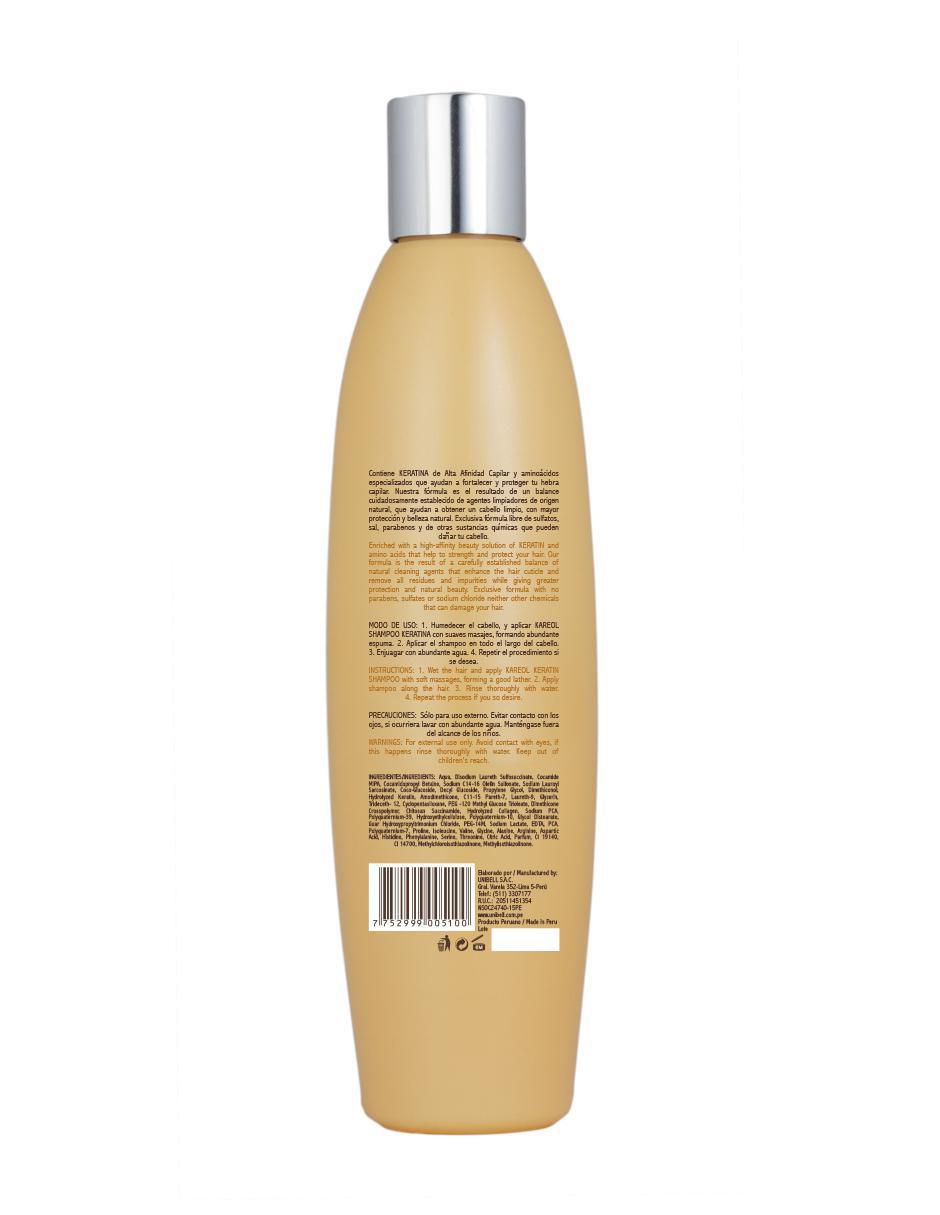 Shampoo reparador para cabello Keratina 2