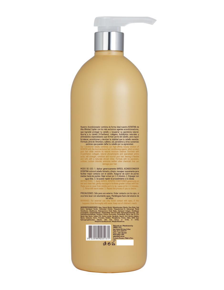 Shampoo reparador para cabello Keratina Restaura Fortalece y Nutre 1 litro Kareol 2