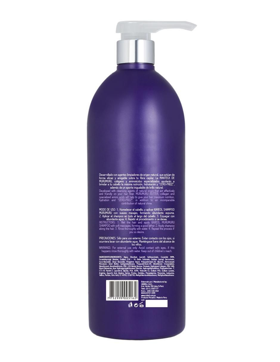 Shampoo hidratante para cabello MuruMuru Hidratación Control Volumen 1 litro Kareol 2
