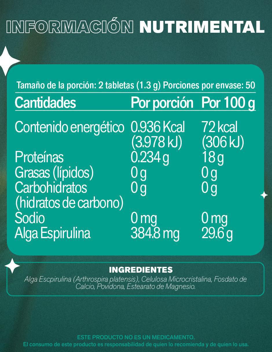 Alga espirulina de 100 tab 2
