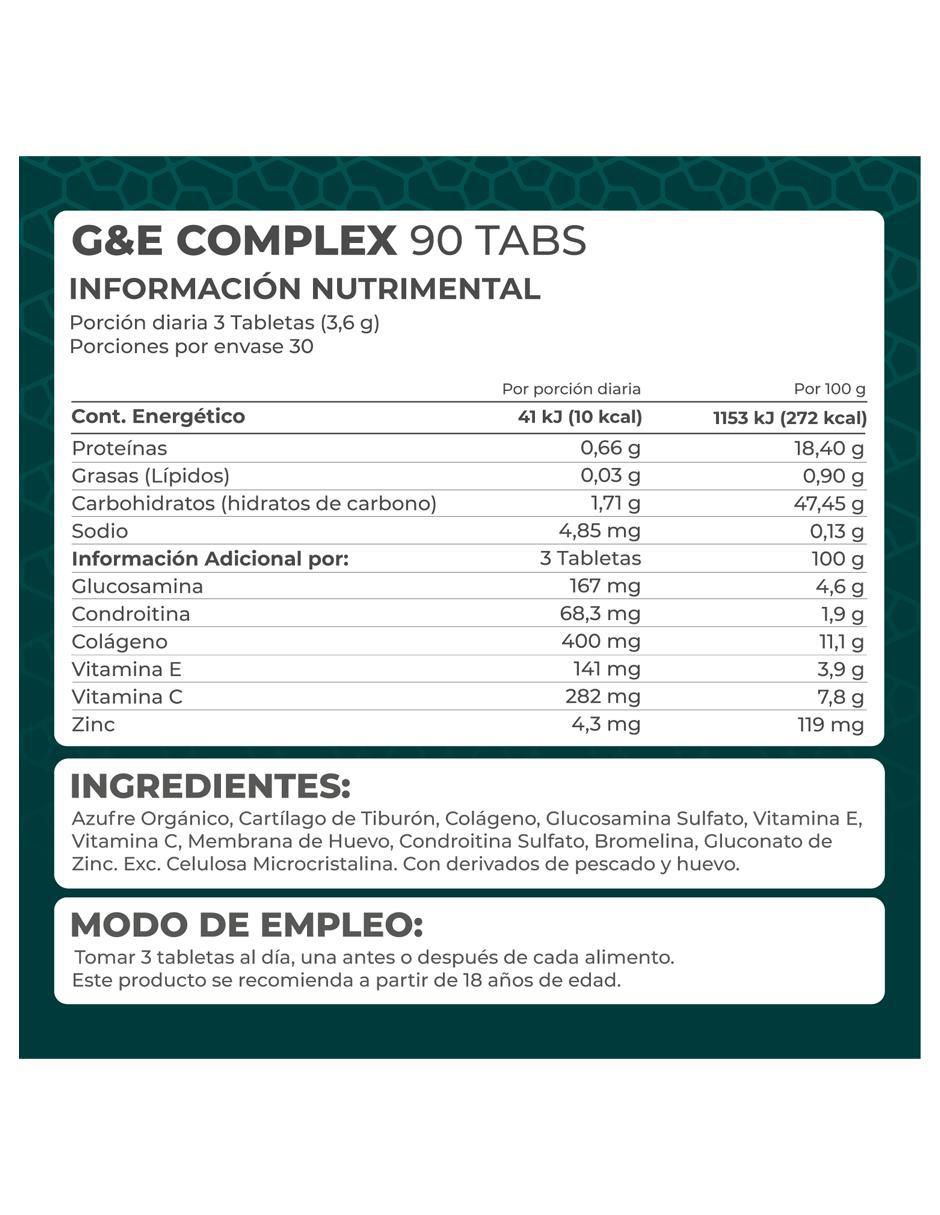 Suplemento G & E Complex Pronat con glucosamina de 90 tabletas 4