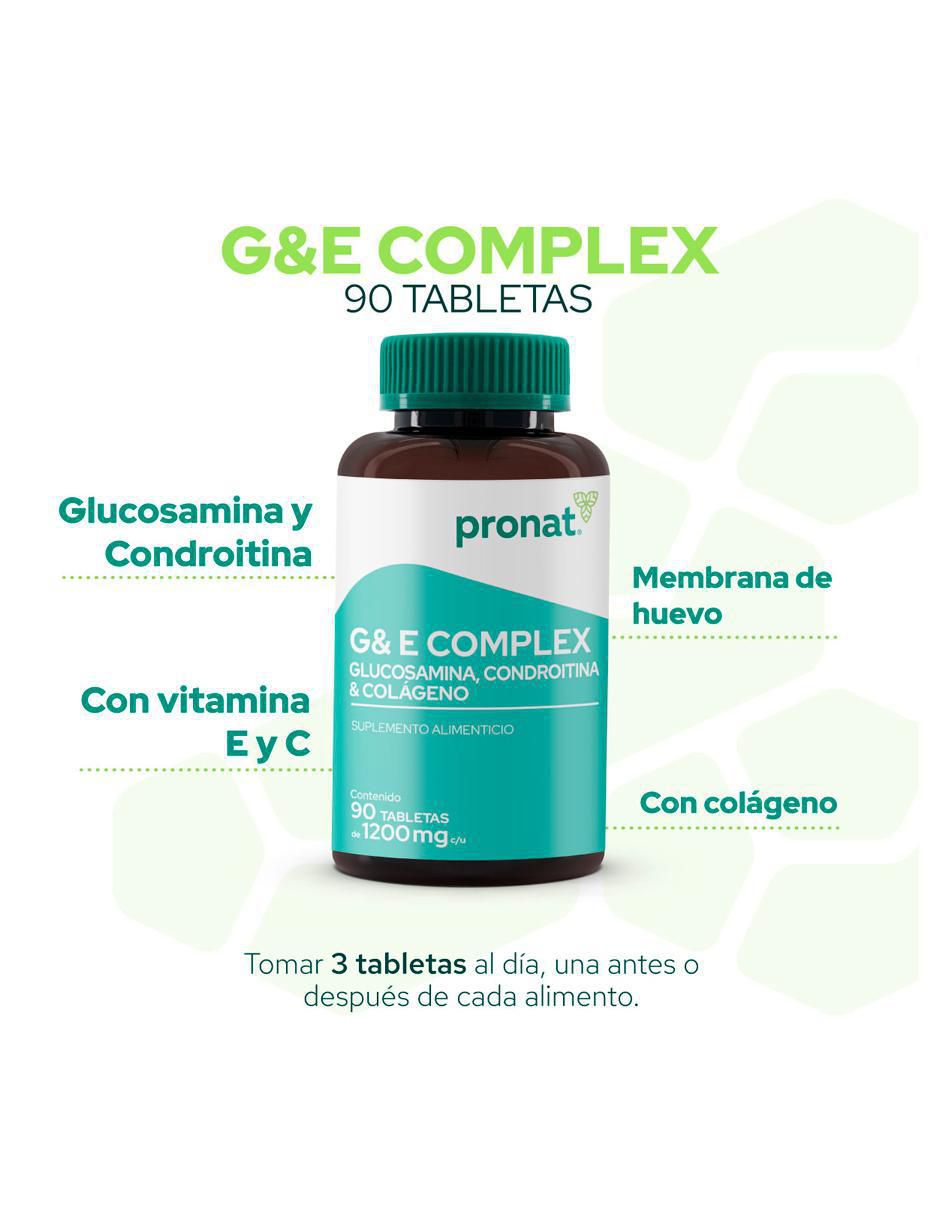 Suplemento G & E Complex Pronat con glucosamina de 90 tabletas 5