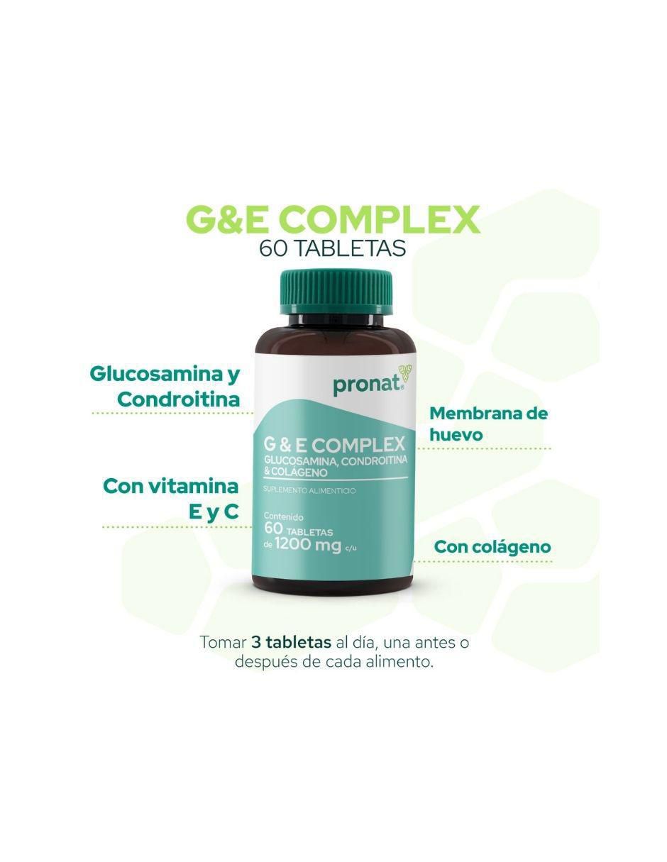 Suplemento G & E Complex Pronat con glucosamina de 60 tabletas 2
