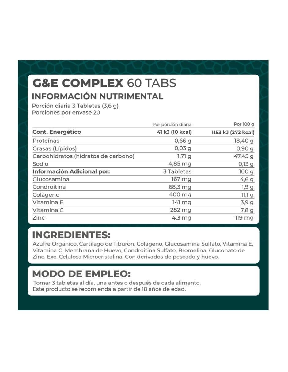 Suplemento G & E Complex Pronat con glucosamina de 60 tabletas 3