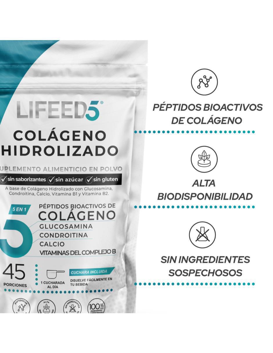 Colágeno Hidrolizado en Polvo para articulaciones + Glucosamina, Condroitina, Calcio, Complejo B Lifeed5 3