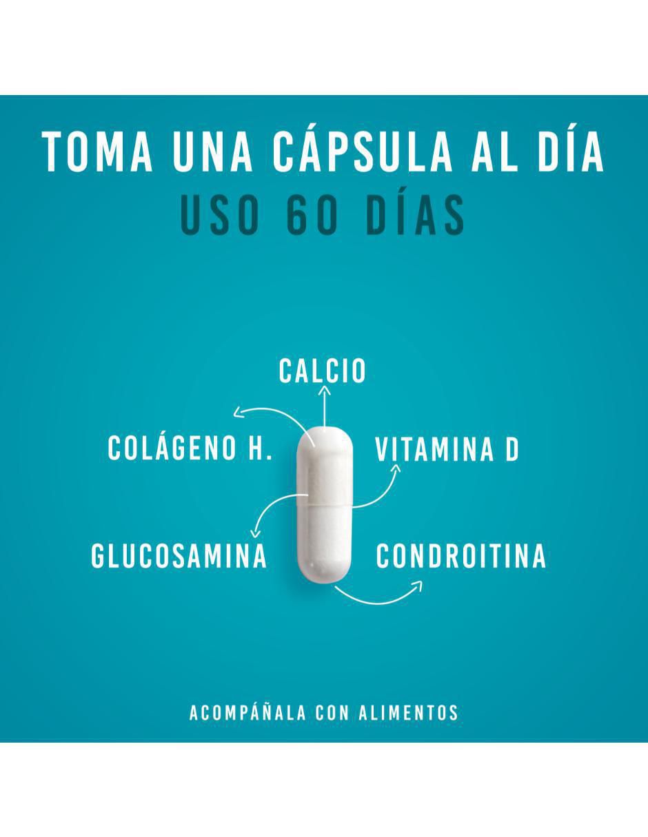 Glucosamina, Condroitina, Colágeno Hidrolizado, Calcio y Vitamina D, Suplemento para Articulaciones, Huesos y Músculos 60 Cápsulas suplemento alimenticio unisex 3