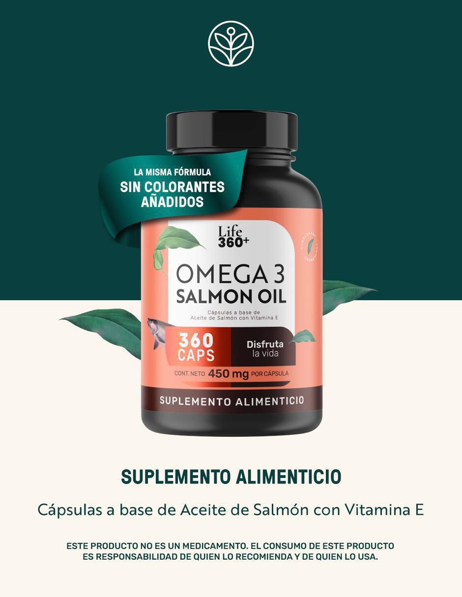 Suplemento alimenticio con omega 3, aceite de salmón con DHA y EPA de 360 cápsulas 16