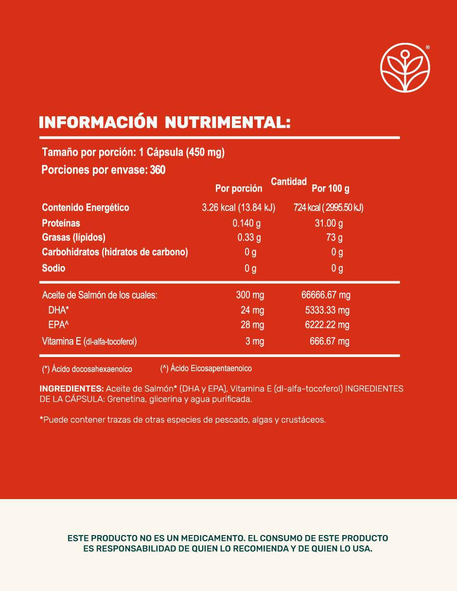 Suplemento alimenticio con omega 3, aceite de salmón con DHA y EPA de 360 cápsulas 19