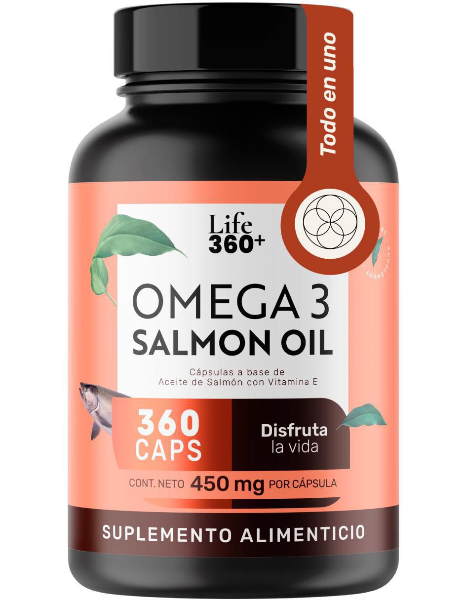 Suplemento alimenticio con omega 3, aceite de salmón con DHA y EPA de 360 cápsulas 22