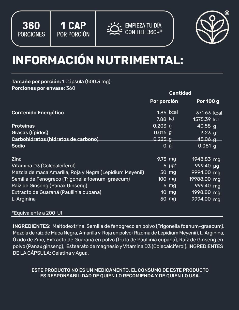 2 Pack Mens Testo Suplemento para Hombre con Fenogreco, Maca, Magnesio, L- arginina y vitaminas de 360 Cápsulas de 2 pzas 5