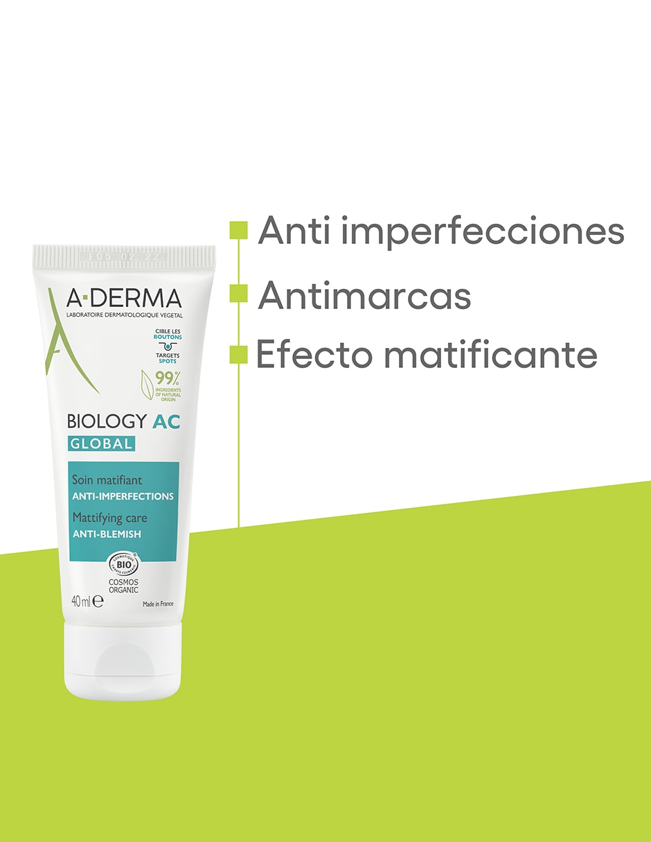 Crema para rostro y labios recomendada para acné día y noche Biology AC Global para piel grasa 4
