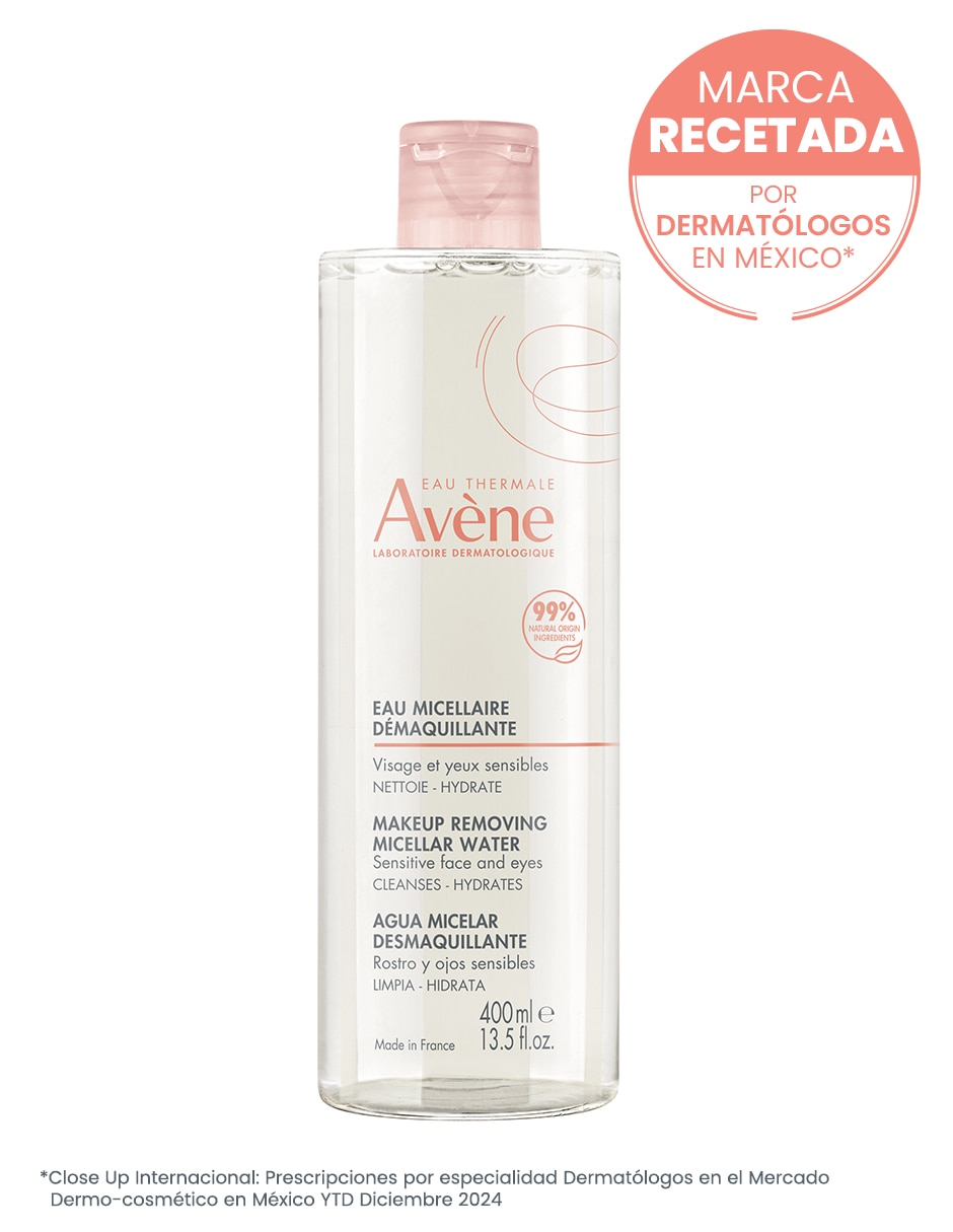 Limpiador facial Agua micelar desmaquillante, limpieza y cuidado para rostro, 400 ml para purificar 3