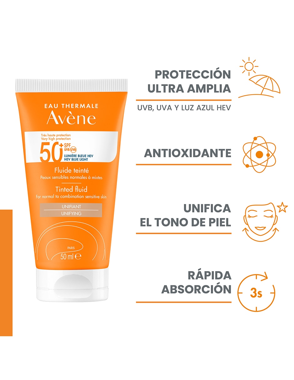 Protector solar FPS 50 fluido con color protector solar facial Gama Naranja 50 ml 3