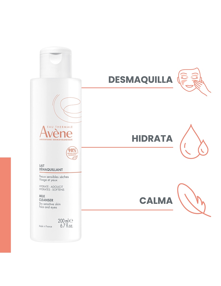 Desmaquillante Leche desmaquillante limpieza hidratante para rostro y ojos piel seca 200 ml Cuidados esenciales 2