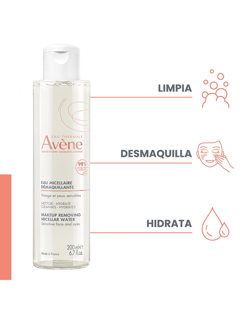 Limpiador facial Agua micelar limpieza y cuidado para rostro, 200 ml para desmaquillar 2