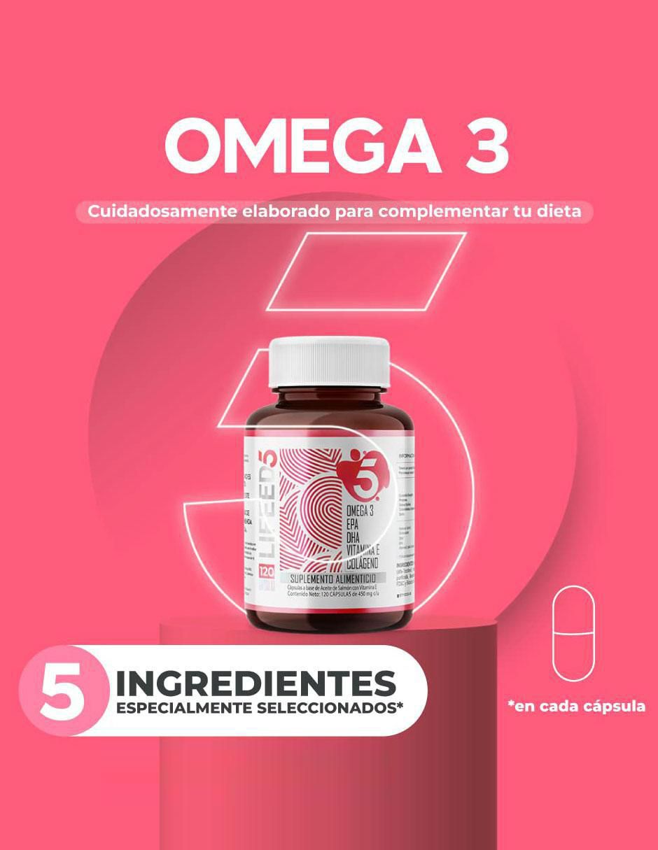 Omega 3, EPA, DHA + Vitamina E y Colágeno de 120 cápsulas 2