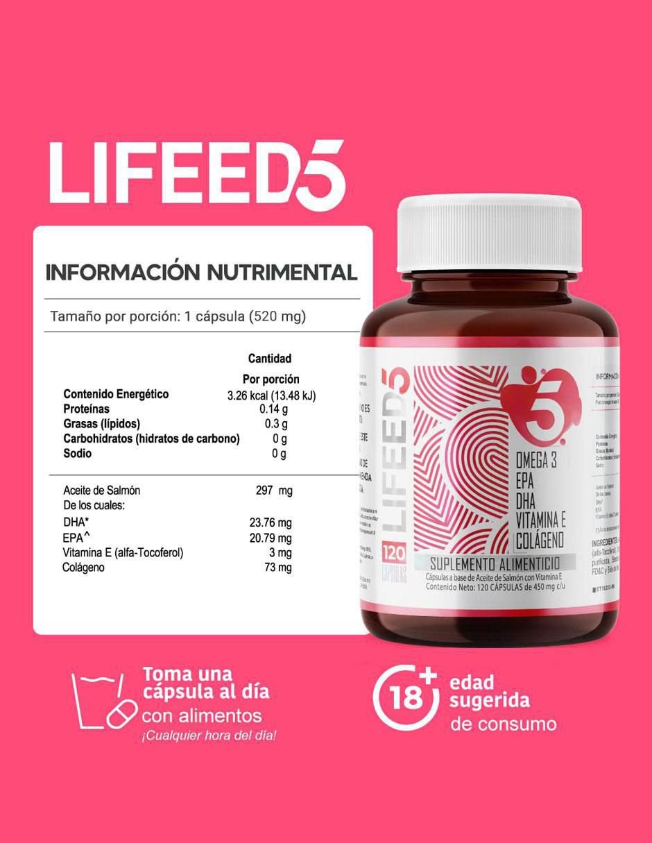 Omega 3, EPA, DHA + Vitamina E y Colágeno de 120 cápsulas 3
