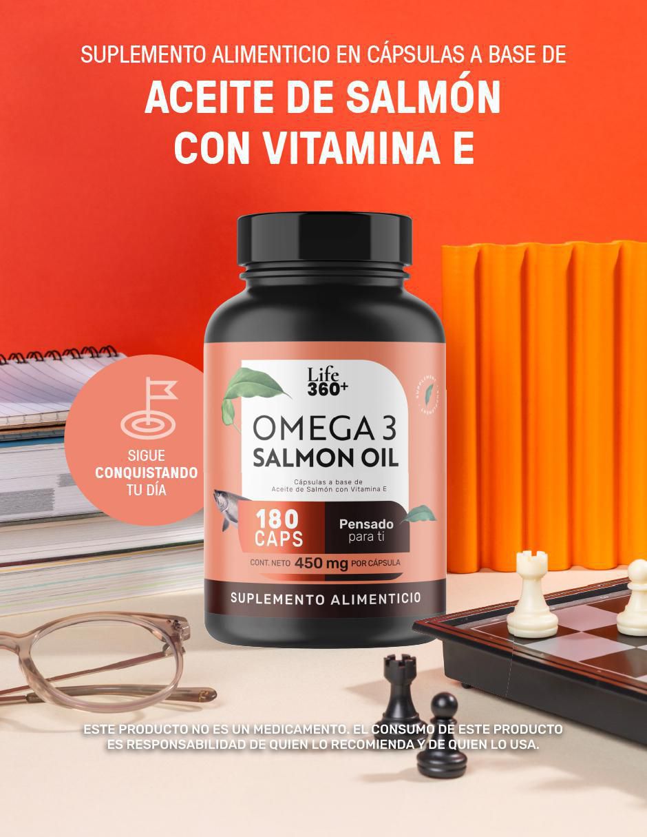 Suplemento alimenticio con omega 3, aceite de salmón con DHA y EPA de 180 cápsulas 2