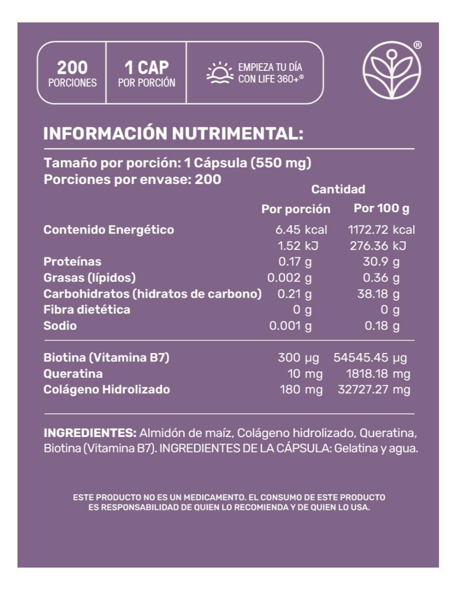 Suplementos alimenticios biotina keratina colágeno hidrolizado 6