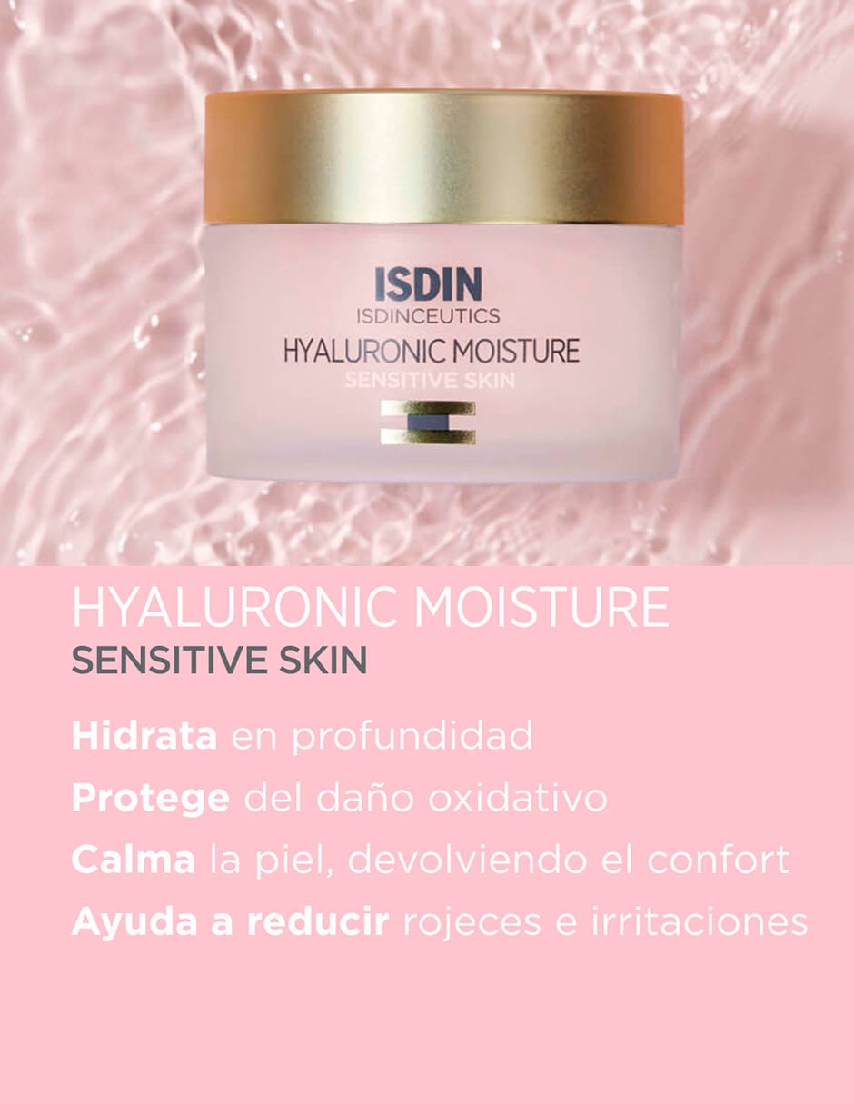 Crema para rostro y labios recomendada para hidratar día y noche ceutics Hyaluronic Moisture Sensitive Isdin Isdinceutics para piel sensible 3