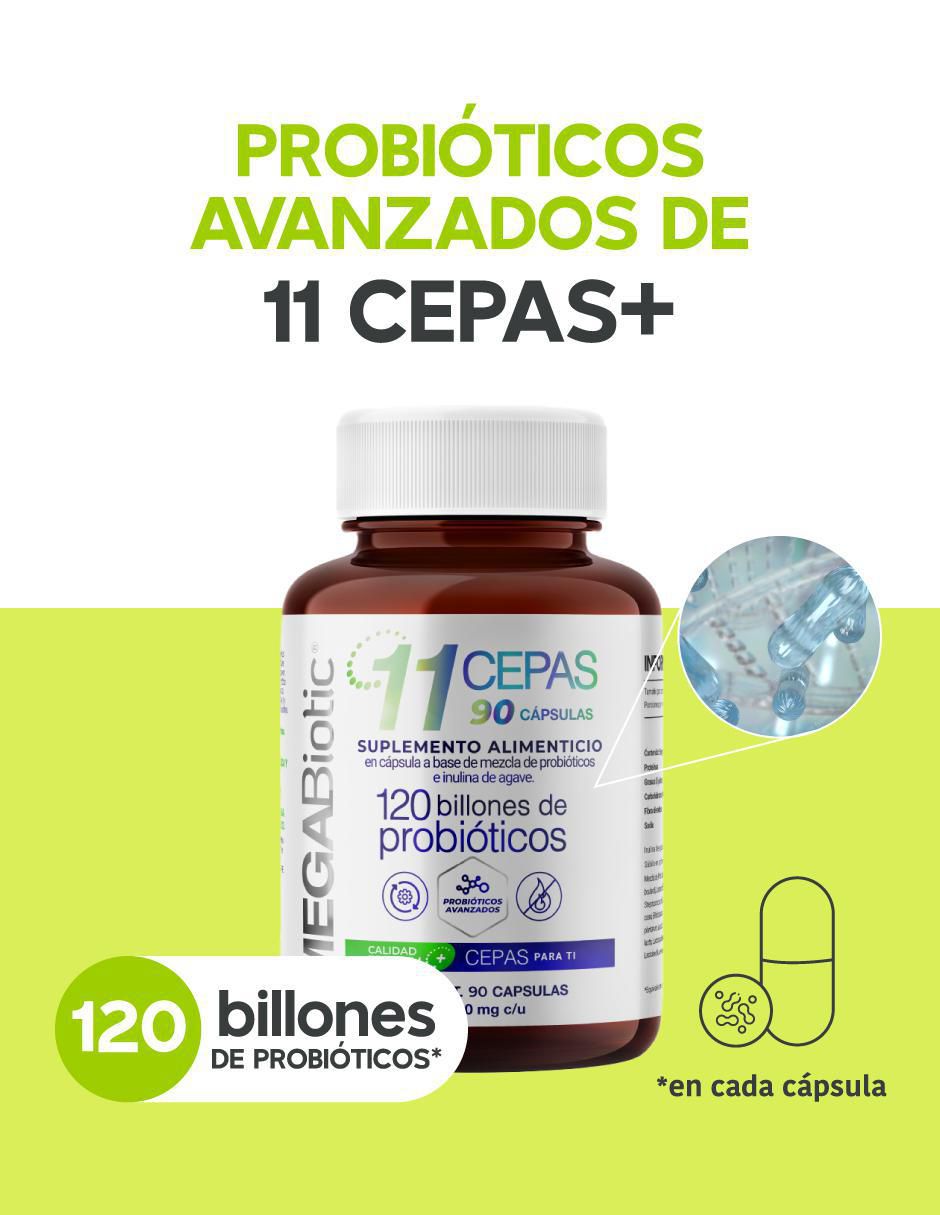 Probióticos 120 billones y 11 cepas inulina de agave y aloe vera con enzimas digestivas y probióticos de 540 mg 2