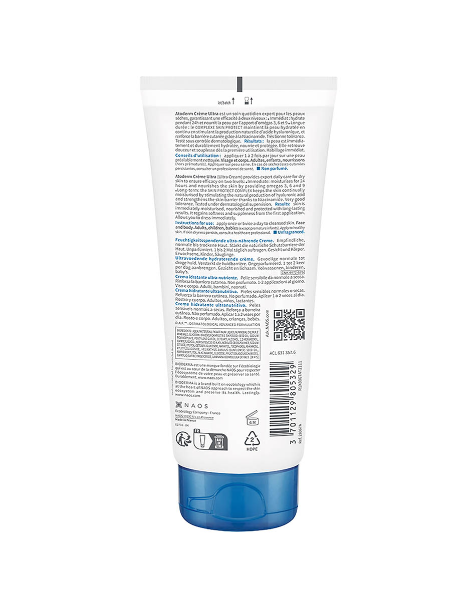 Crema para cuerpo recomendada para humectar día y noche Atoderm para piel normal y seca 2