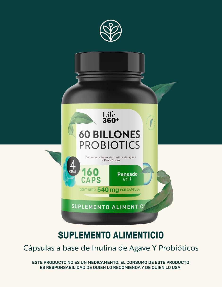 Probióticos 60 billones y prebióticos inulina de agave 160 cápsulas con enzimas digestivas y probióticos 2
