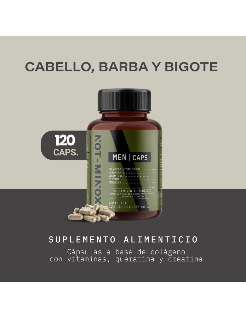 Cápsulas para Crecimiento de Cabello, Barba y Bigote NOT-MINOX con colágeno, vitamina e, queratina, biotina y creatina 2