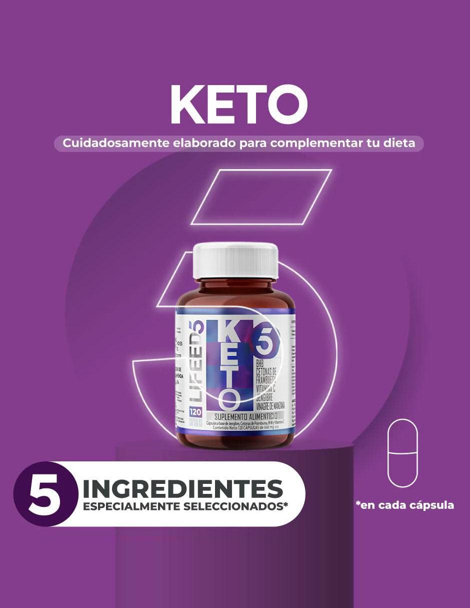 Keto con Cetonas de Frambuesa, BHB + Calcio + Magnesio + Vinagre de Manzana + Jengibre + Vitamina C Lifeed5 2
