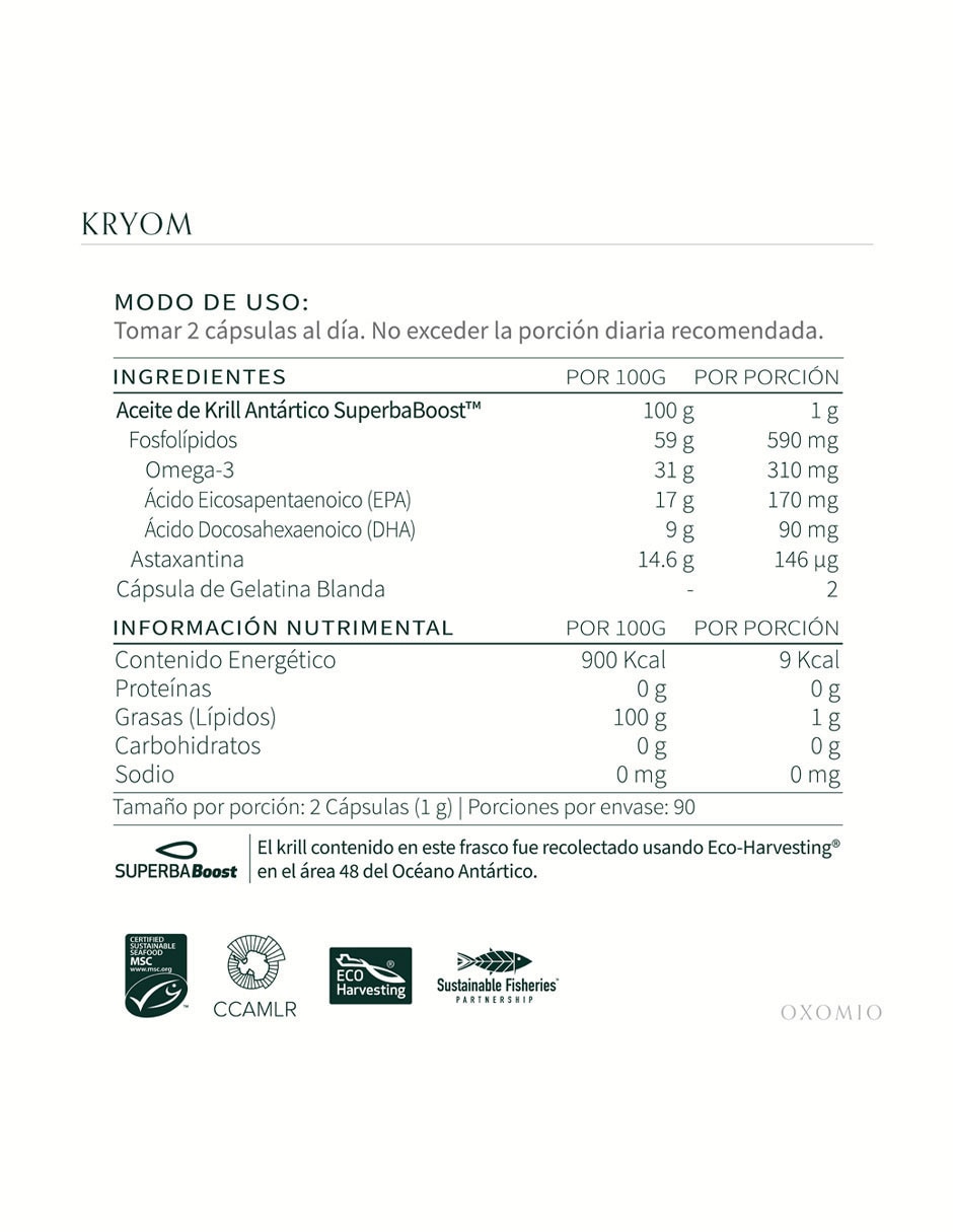Kryom con omega 3, aceite de salmón, dha y epa de 180 cápsulas 4
