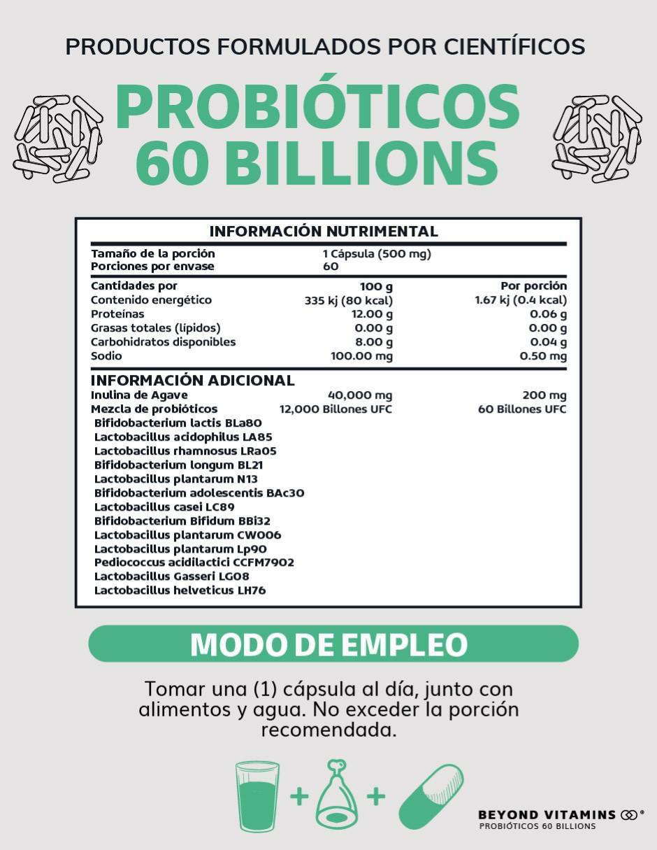 Probiótico Beyond Vitamins de 60 cápsulas 4
