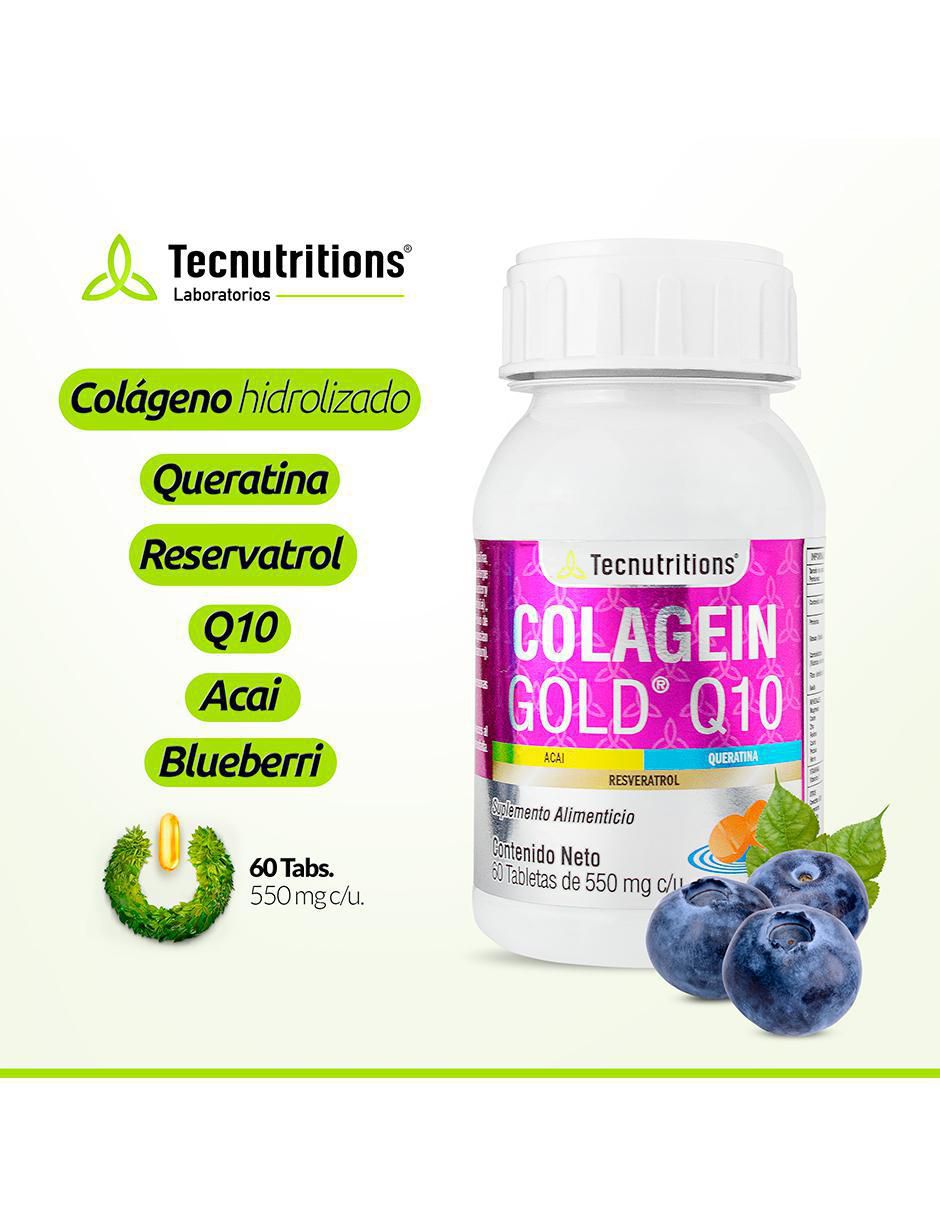 Colagein Gold Q10 con colágeno, vitamina e, queratina, e inositol de 60 tabletas 2