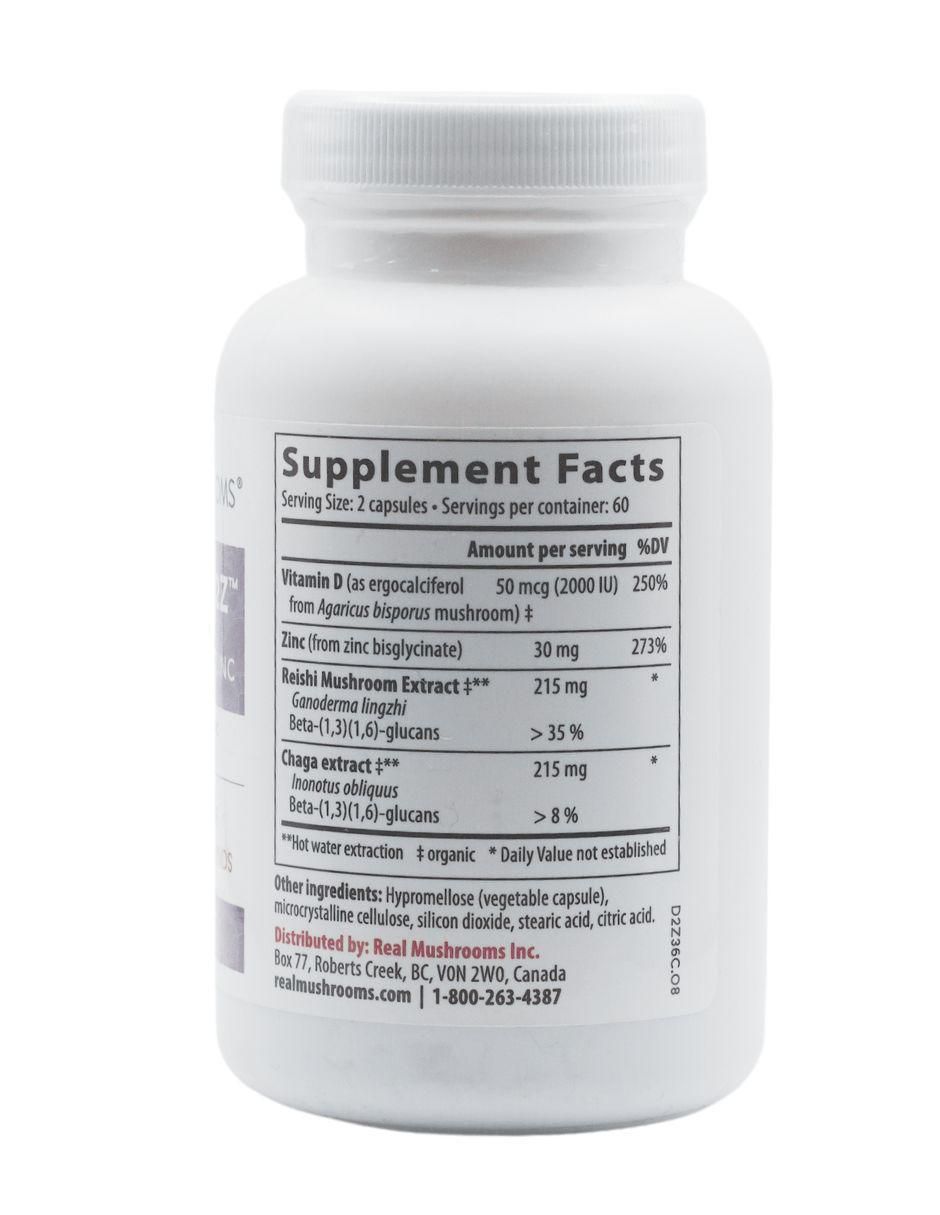 Mushroom D2z con zinc sabor natural de 120 cápsulas 2