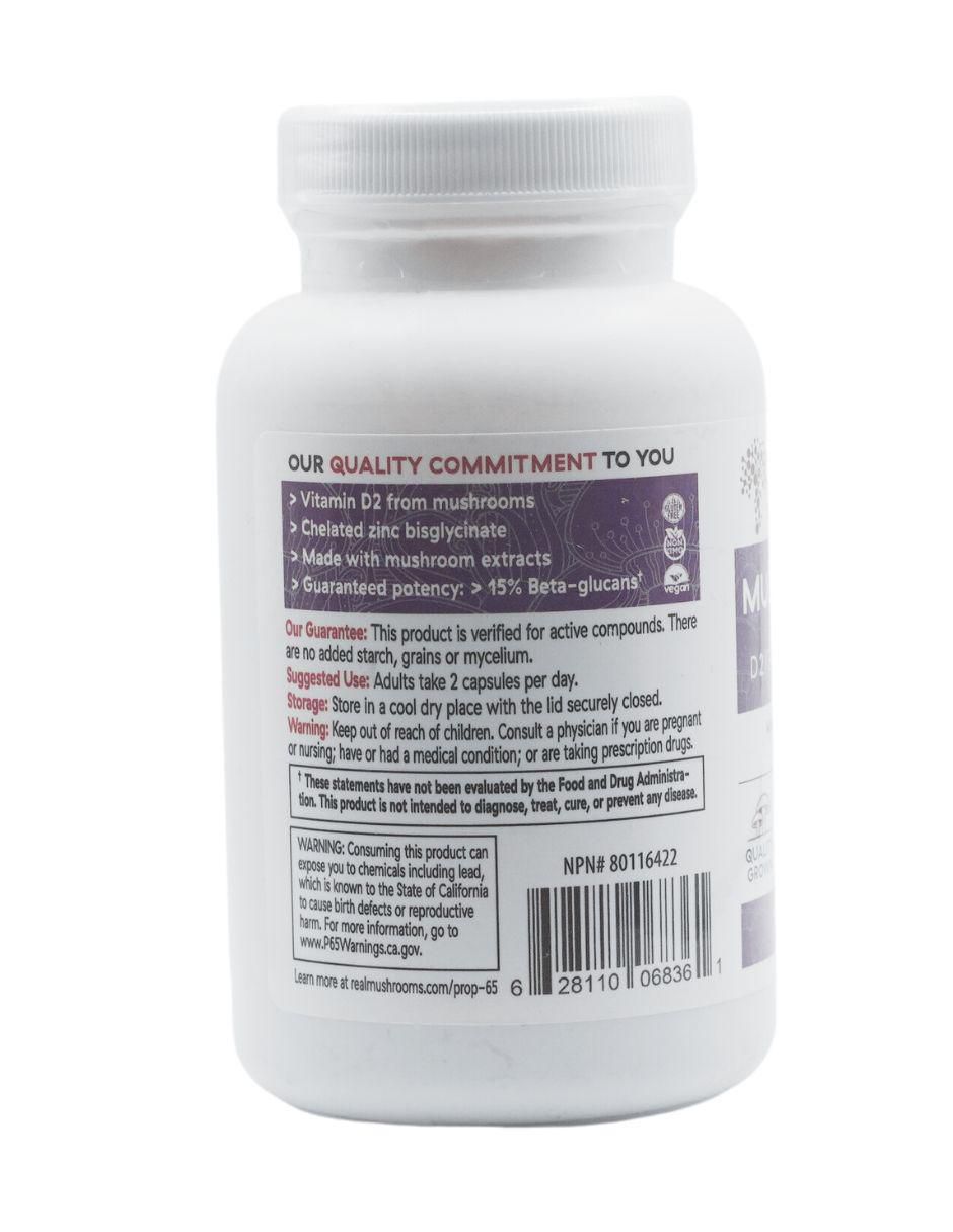 Mushroom D2z con zinc sabor natural de 120 cápsulas 3
